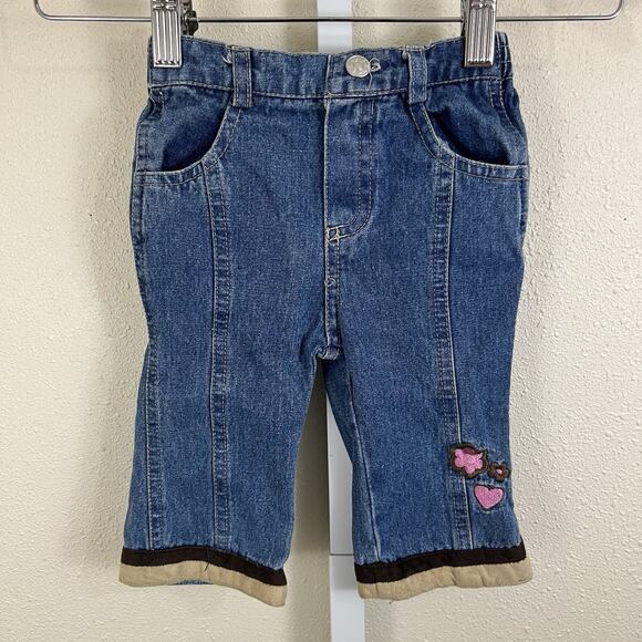 Vintage Y2K Cradle Togs Flare Jeans Baby Girl 3-6 Months Embroidered Velvet Trim - Picture 1 of 5